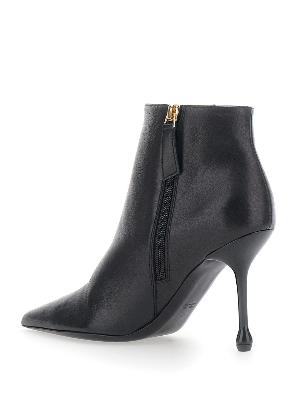 Leplain Women Black Ankle Boots With Pointed Toe And High Heel In Leather Women LEPLAIN