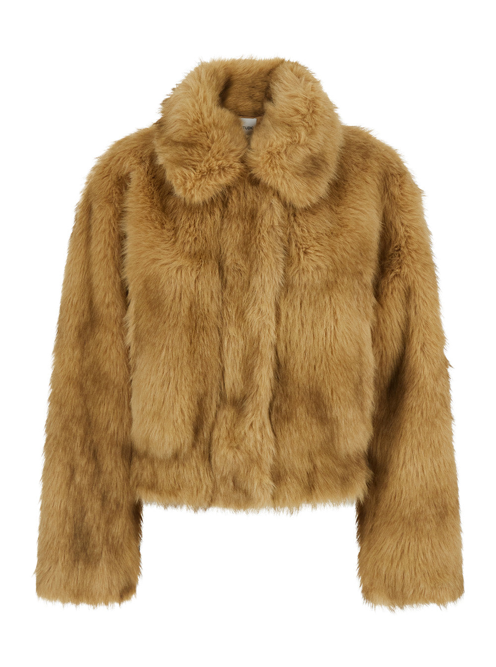 Stand Women Lena Jacket Faux Fur Luxe Fox With Collar And Long Sleeves In Polyester Beige Women STAND STUDIO