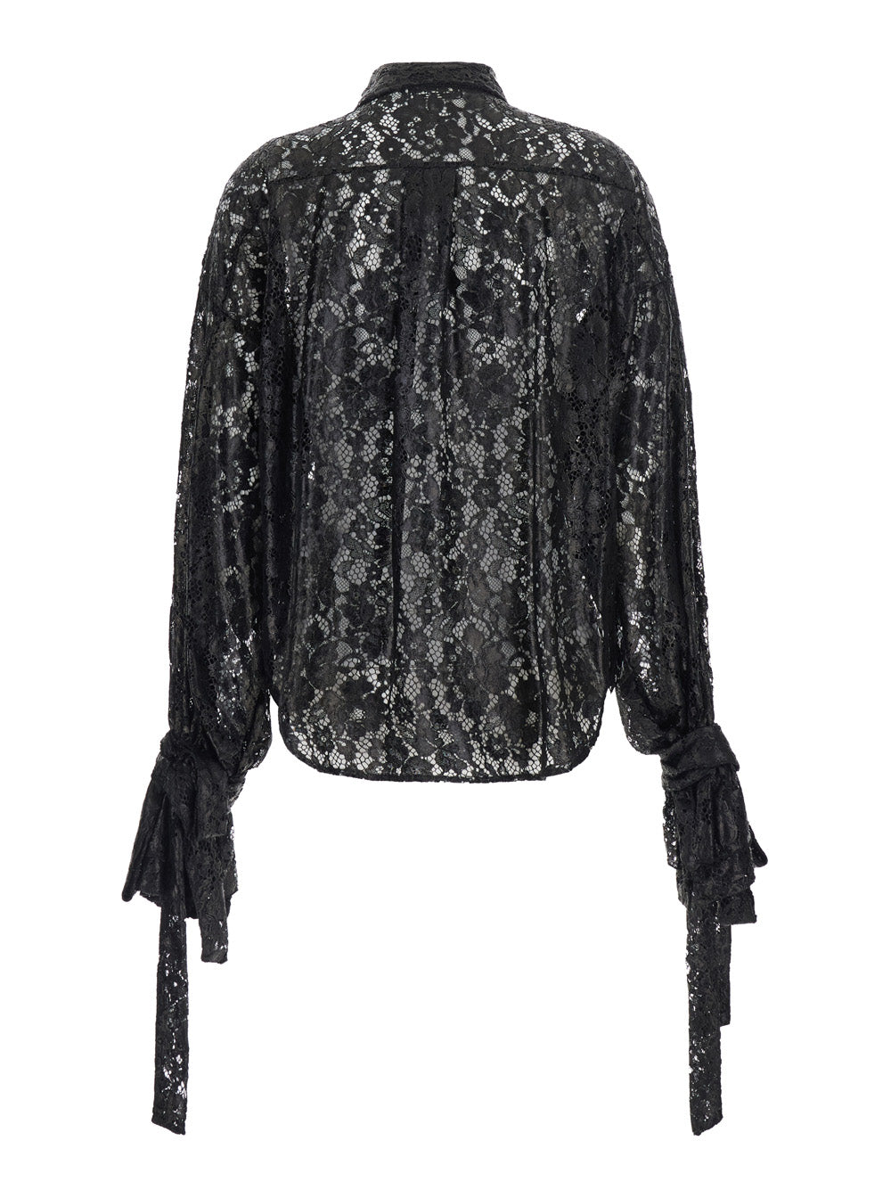 Blumarine Women Black Shirt With Pointed Collar And Semi-Sheer Design In Lace Women BLUMARINE