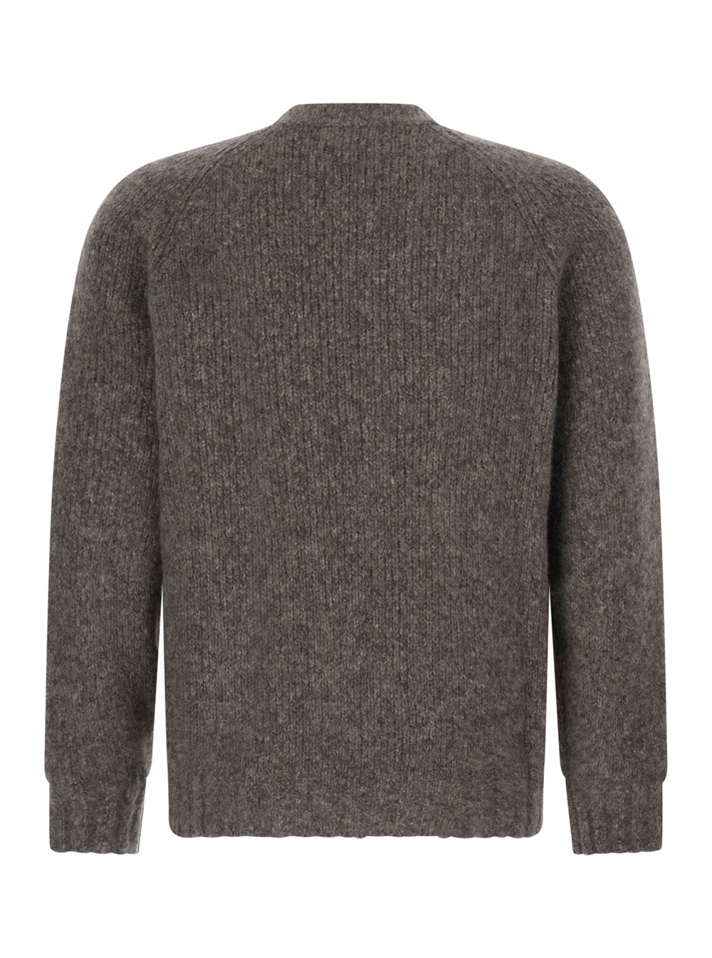 Brunello Cucinelli Men Brown Crewneck Sweater With Ribbed Trims In Cashmere And Silk Men BRUNELLO CUCINELLI