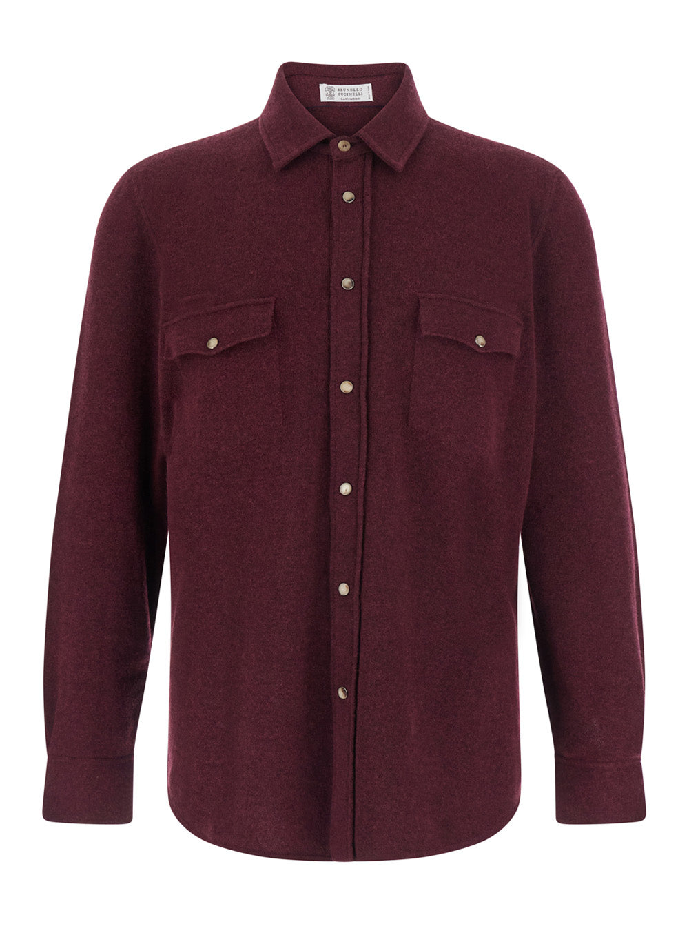 Brunello Cucinelli Men Bordeaux Jacket With Classic Collar And Patch Pockets On The Front In Wool, Cashmere And Silk Blend For Men BRUNELLO CUCINELLI