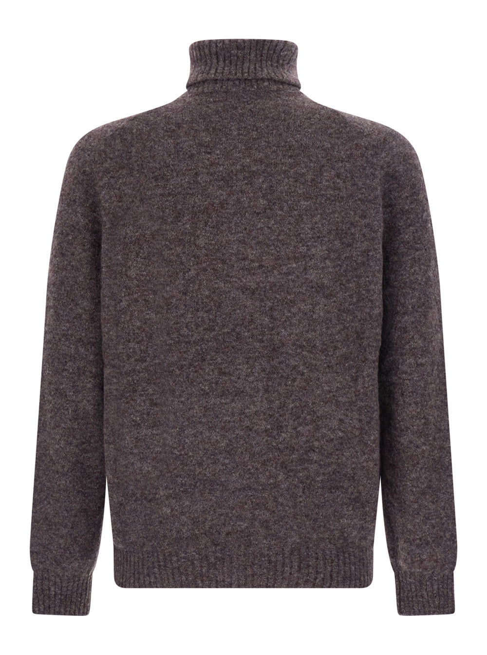Brunello Cucinelli Men Grey High-Neck Sweater With Ribbed Trims In Wool And Cashmere Blend For Men BRUNELLO CUCINELLI