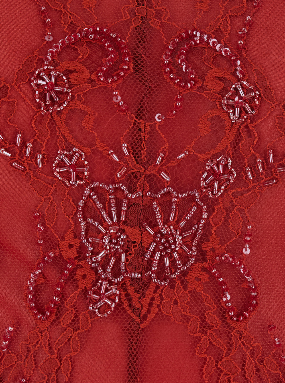 Blumarine Women Red Dress With Stand-Up Collar And Semi-Sheer Design With Rhinestones In Tech Fabric For Women BLUMARINE