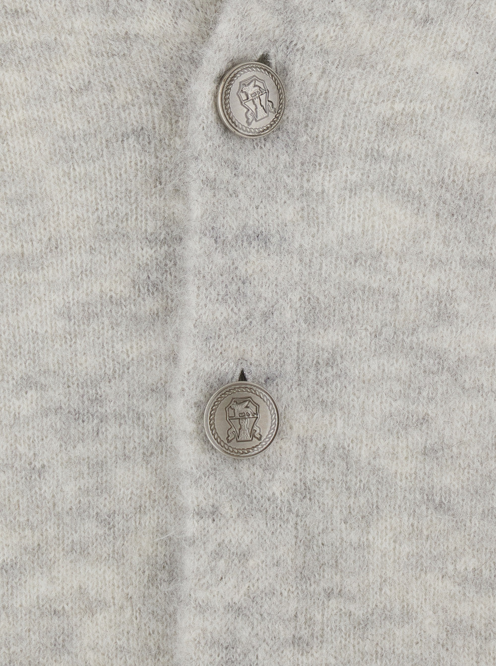 Brunello Cucinelli Men Grey V-Neck Cardigan With Logo-Engraved Buttons In Alpaca And Cashmere Blend For Men BRUNELLO CUCINELLI