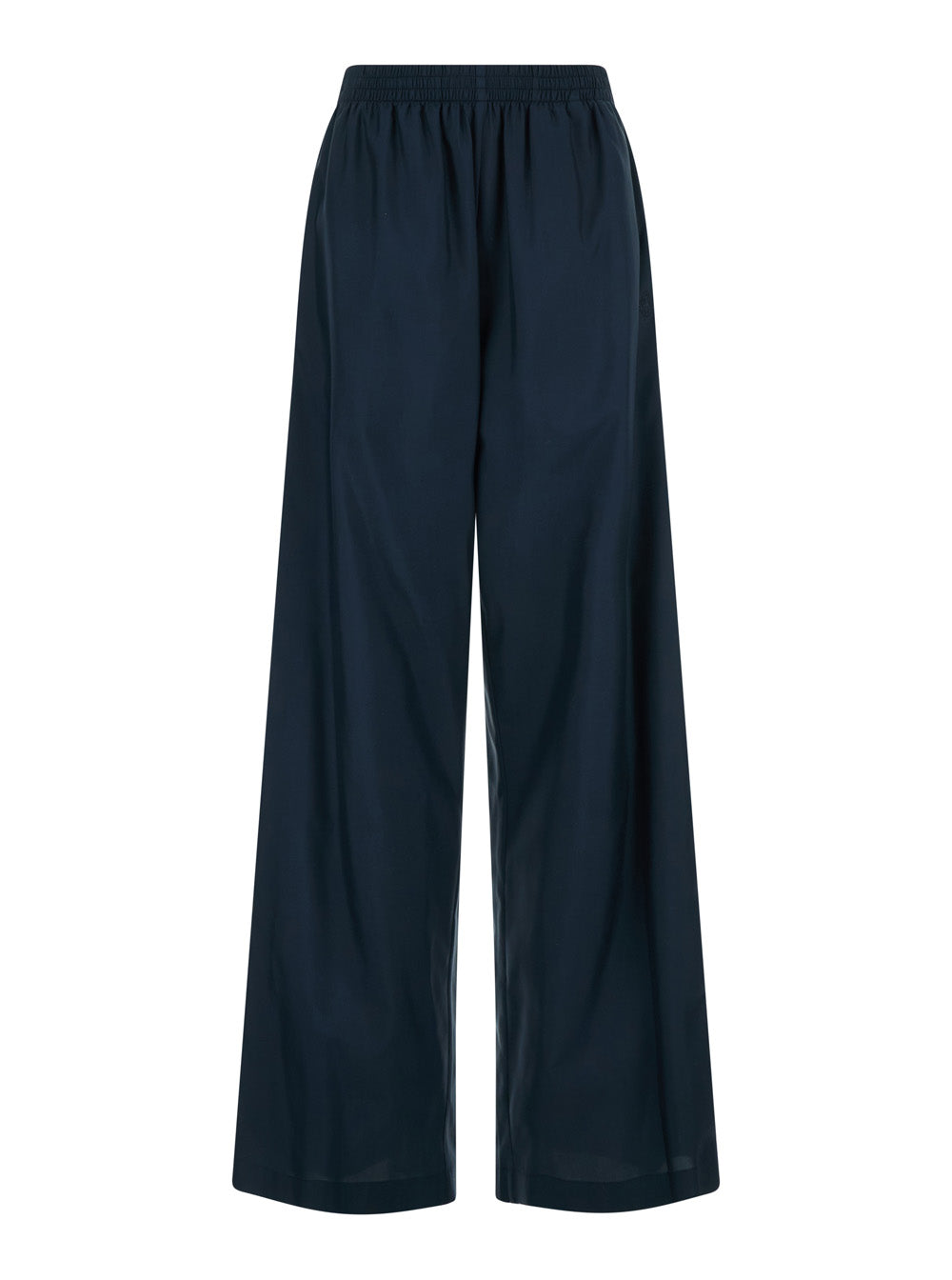 Gucci Women Blue Pants With Elasticized Waist And Web Ribbon On The Side In Silk For Women GUCCI
