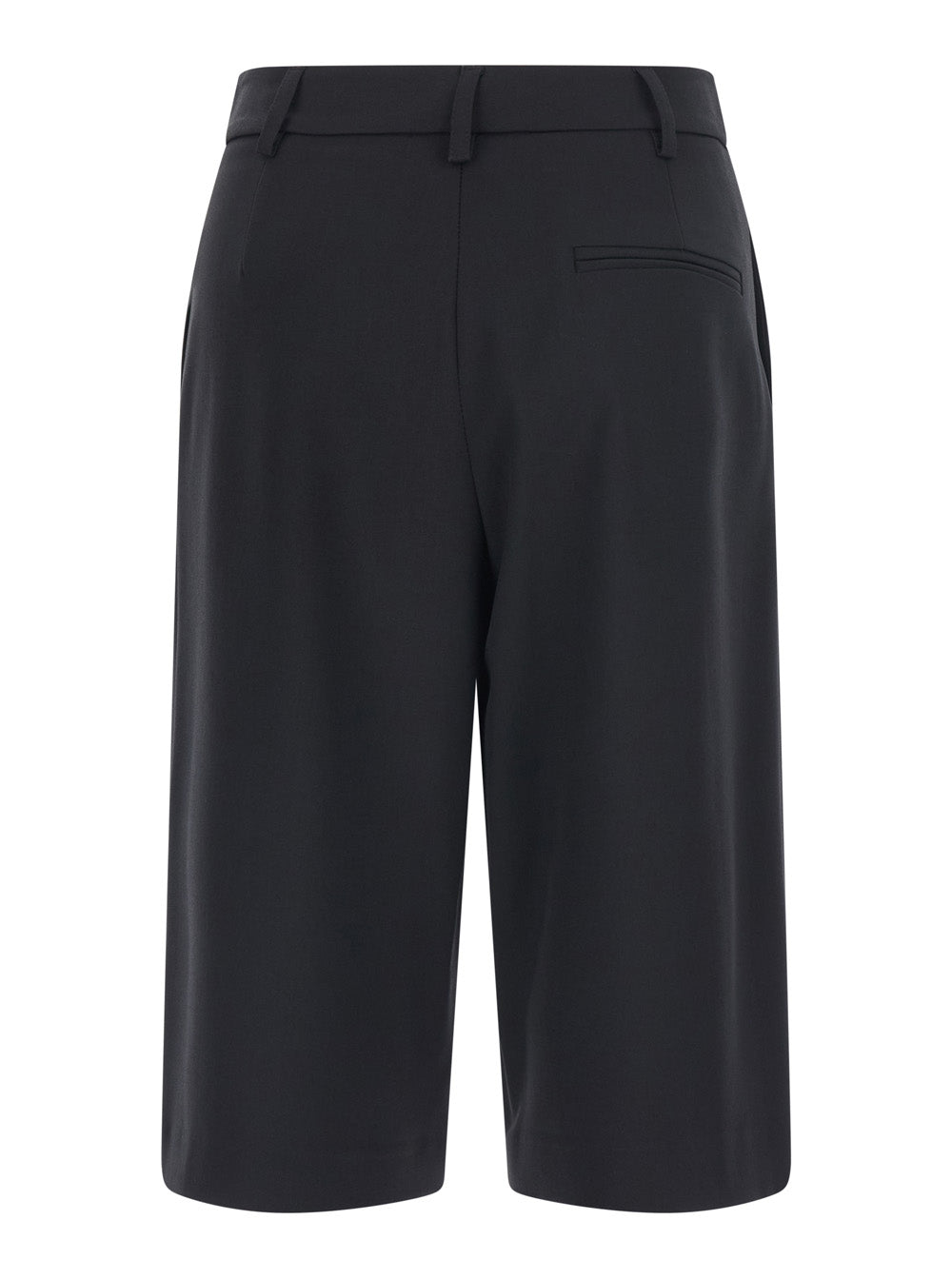 Leplain Women Black Bermuda Shorts With Belt Loops And Front Darts In Fabric For Women LEPLAIN