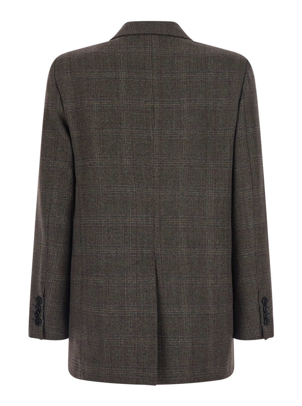 Leplain Women Brown Double-Breasted Blazer With Check Motif And Peak Revers In Fabric For Women LEPLAIN