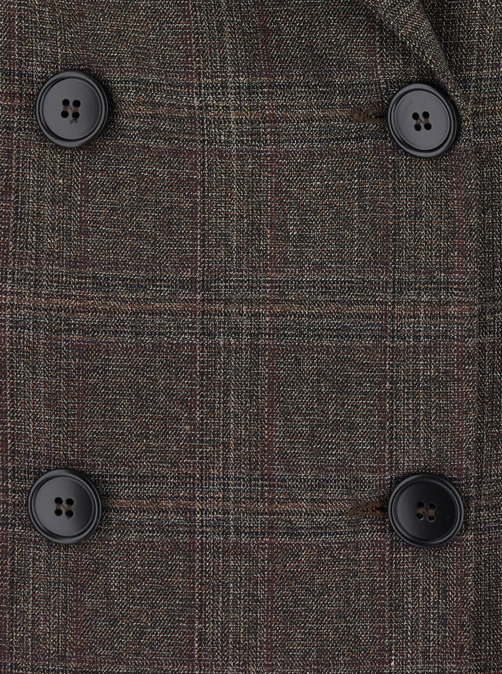 Leplain Women Brown Double-Breasted Blazer With Check Motif And Peak Revers In Fabric For Women LEPLAIN