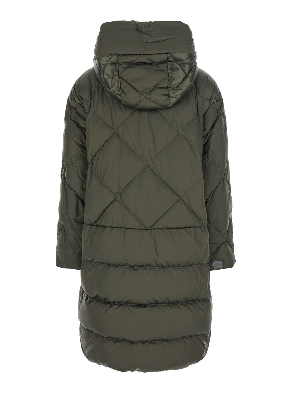 Max Mara Women Green Down Jacket With Hood With Drawstring And Logo Patch On The Sleeve In Tech Fabric For Women MAX MARA