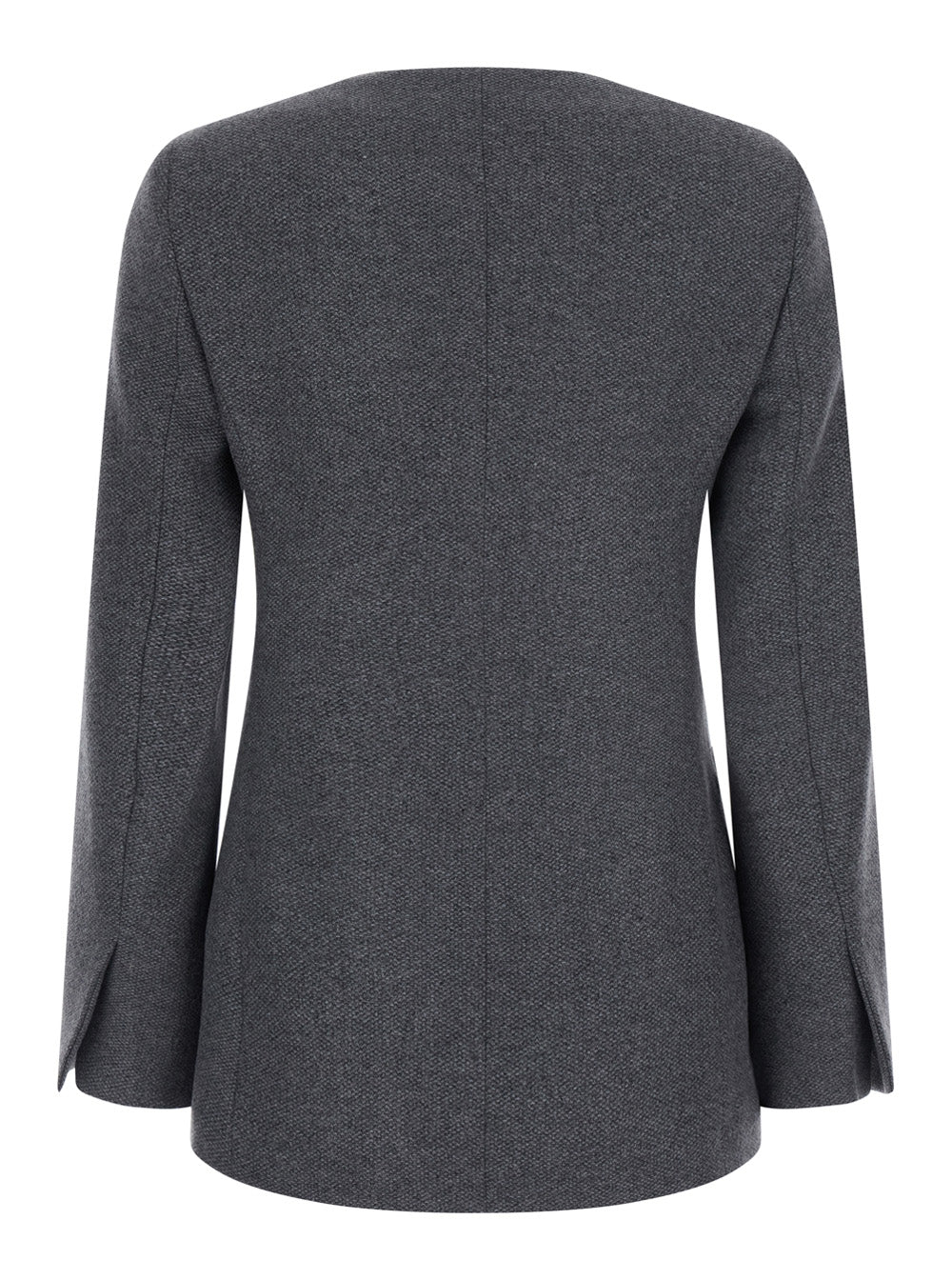 Max Mara Women 'Falla' Grey Crew-Neck Jacket With Two Welt Pockets On The Front In Cashmere For Women MAX MARA