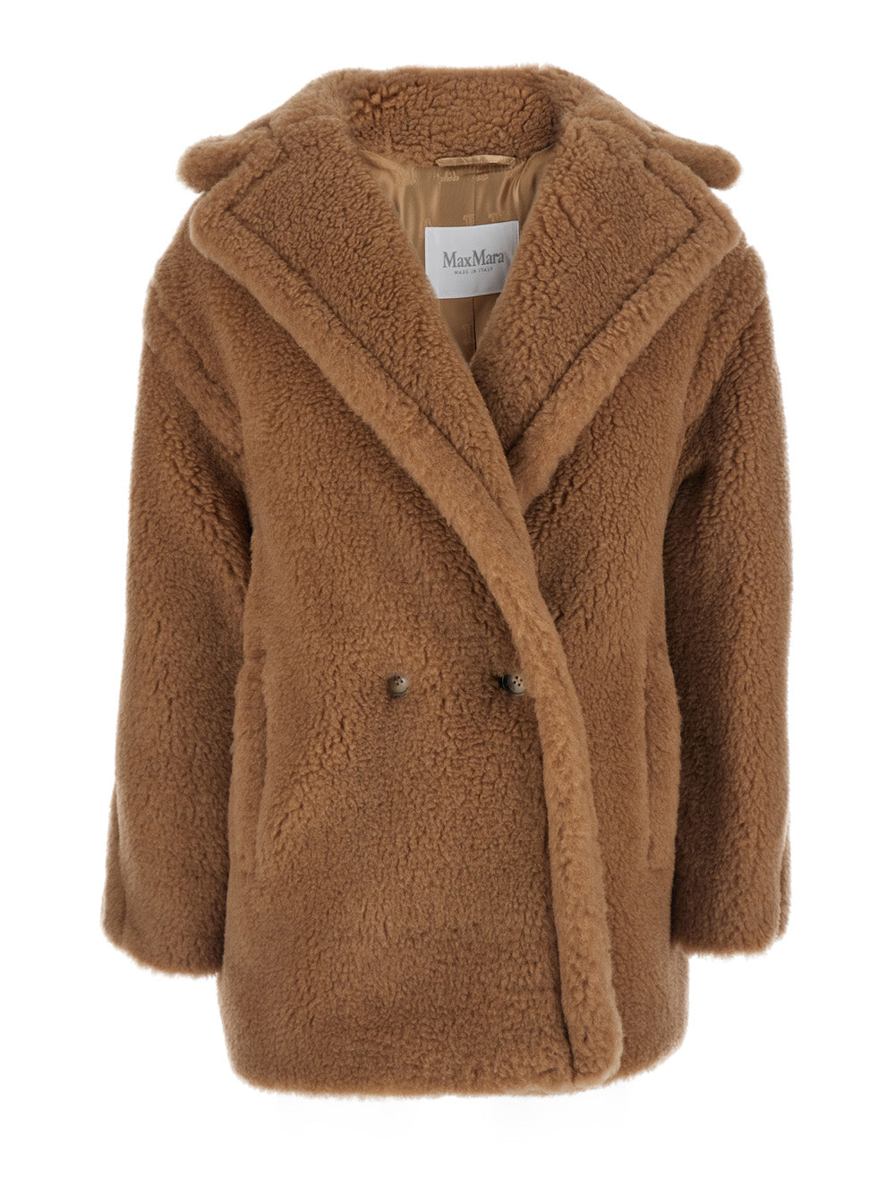 Max Mara Women 'Dramma' Beige Double-Breasted Coat With Maxi Notched Revers And Two Welt Pockets On The Front In Wool Blend For Women MAX MARA