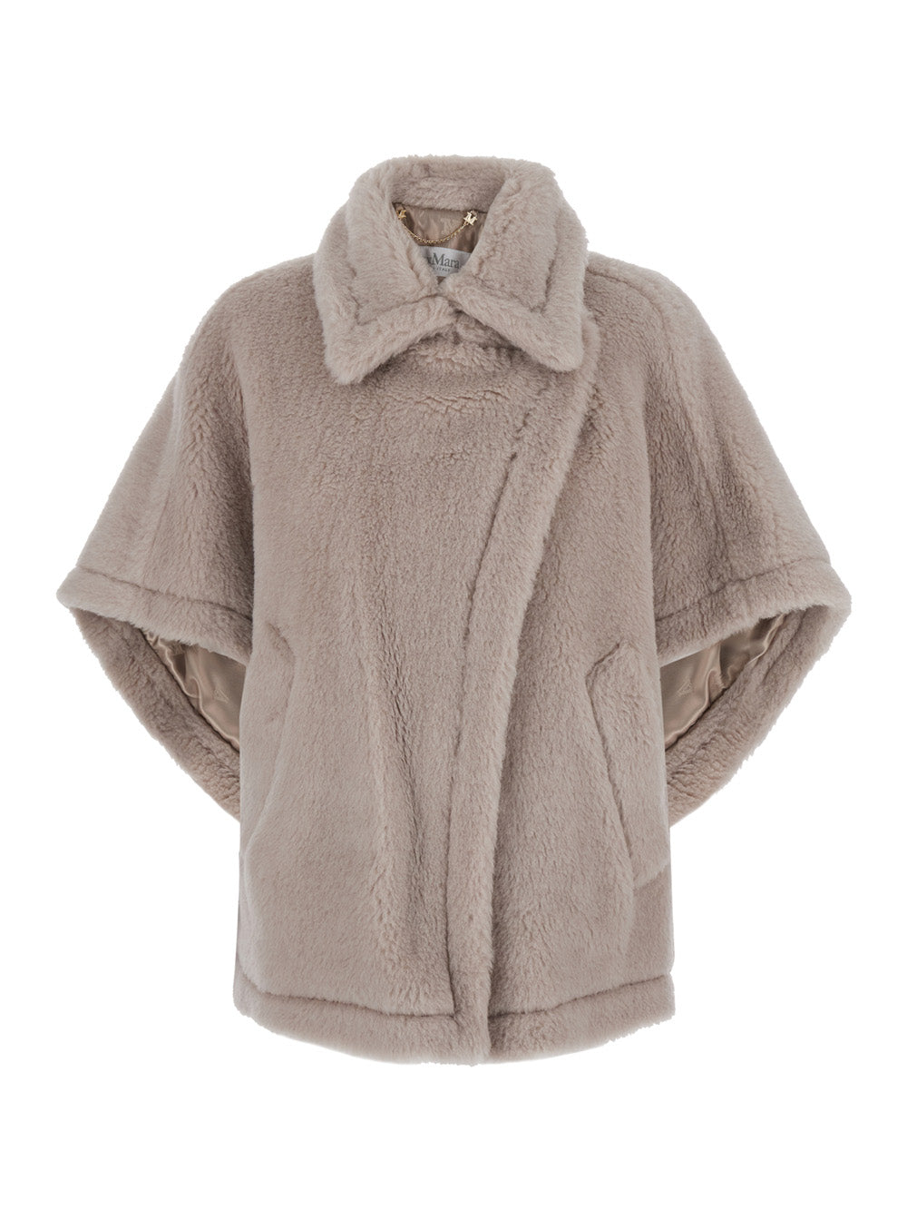 Max Mara Women 'Tebe' Beige Cape With Off-Center Closure And Classic Collar In Wool For Women MAX MARA