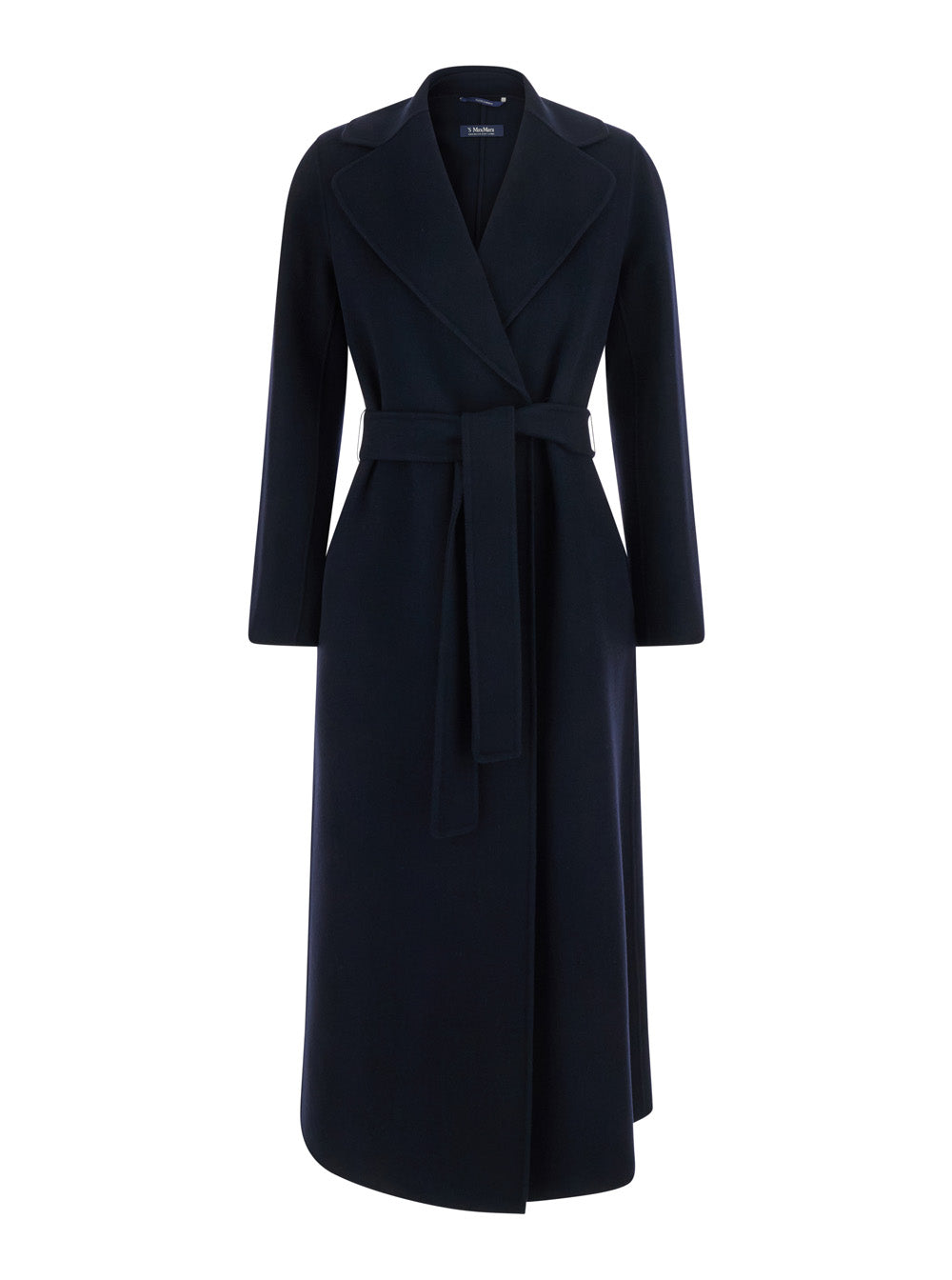 'S Maxmara Women 'Poldo' Blue Double-Breasted Coat With Notched Revers And Front Belt In Wool For Women S MAX MARA
