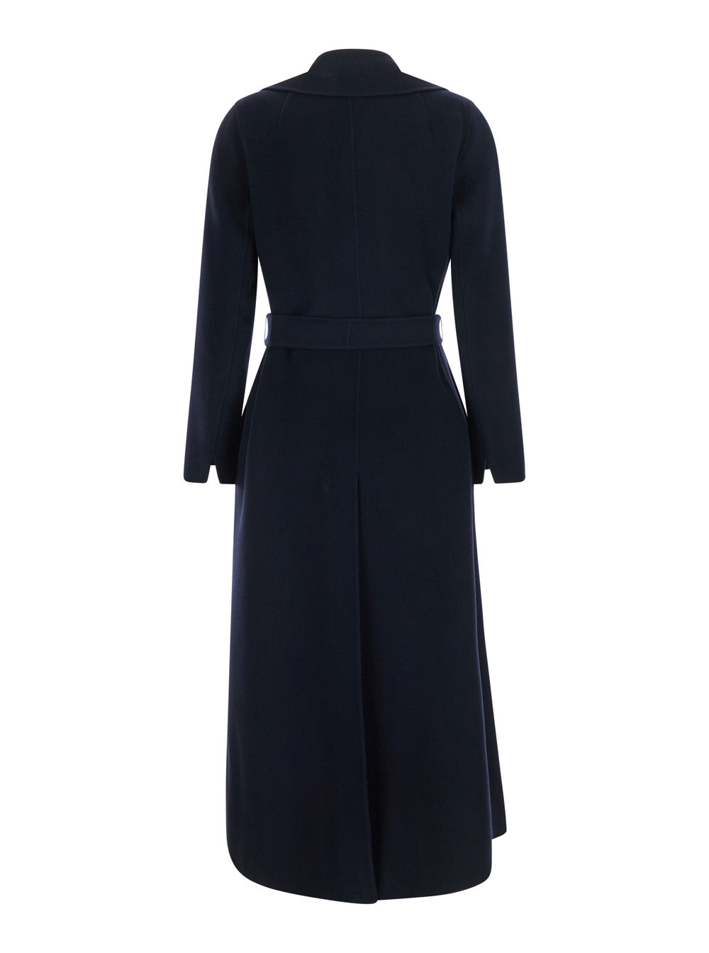 'S Maxmara Women 'Poldo' Blue Double-Breasted Coat With Notched Revers And Front Belt In Wool For Women S MAX MARA