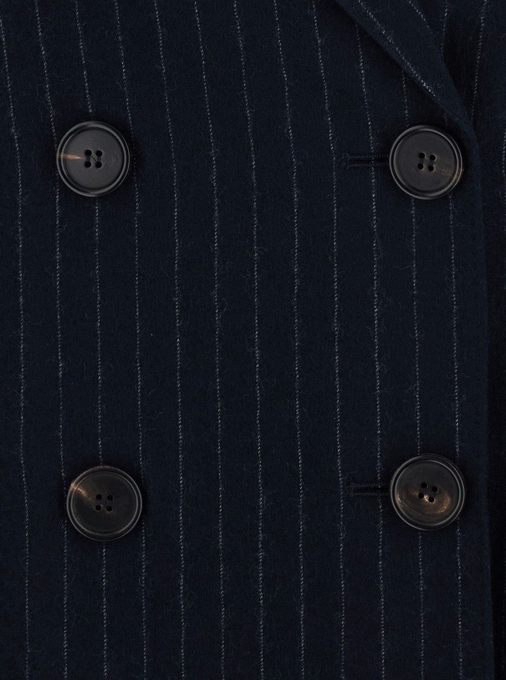 'S Maxmara Women 'Calibri' Blue Double-Breasted Jacket With Notched Revers And All-Over Pinstriped Motif In Wool For Women S MAX MARA