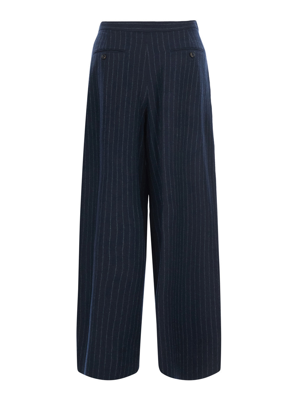 'S Maxmara Women 'Ordine' Blue Pants With Concealed Front Closure And All-Over Pinstripe Motif In Wool For Women S MAX MARA