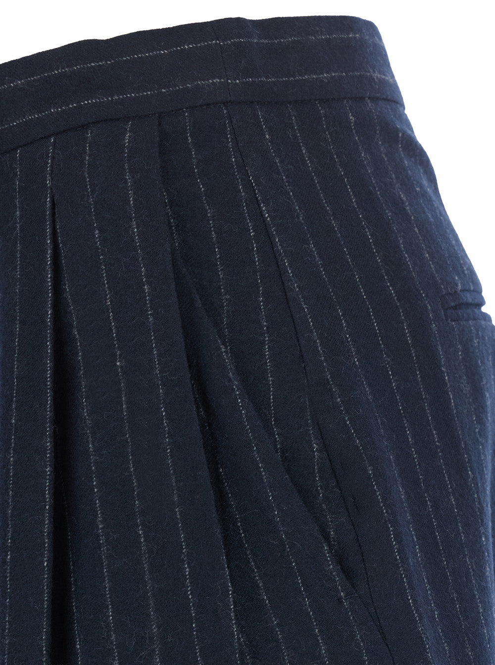 'S Maxmara Women 'Ordine' Blue Pants With Concealed Front Closure And All-Over Pinstripe Motif In Wool For Women S MAX MARA
