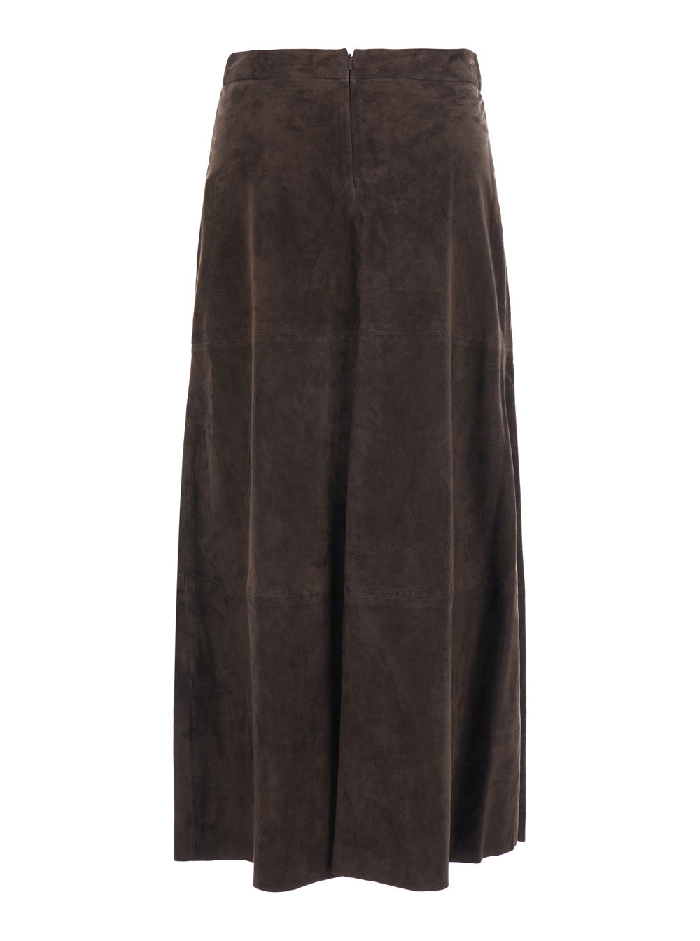 'S Maxmara Women 'Fiorire' Brown Skirt With Concealed Zip Closure At The Back And Pleated Design In Suede For Women S MAX MARA