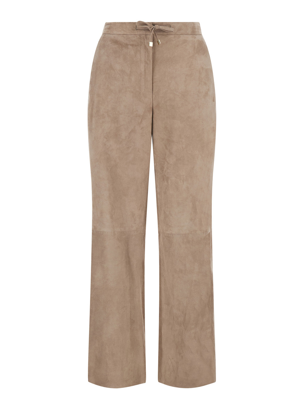 'S Maxmara Women 'Tempio' Beige Pants With Elasticated Back Waistband And Wide Leg In Suede For Women S MAX MARA