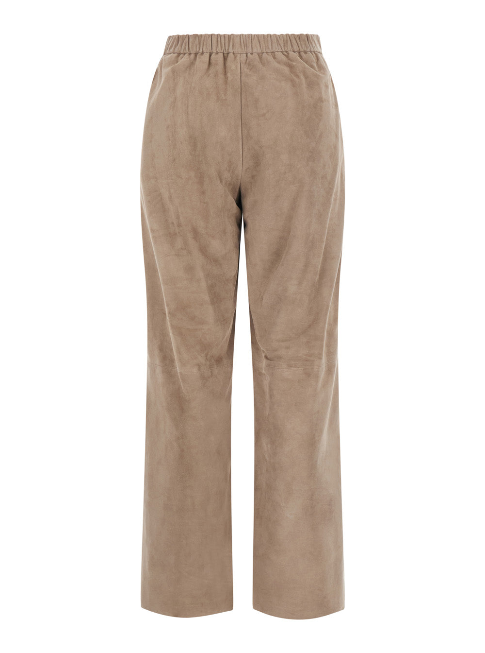 'S Maxmara Women 'Tempio' Beige Pants With Elasticated Back Waistband And Wide Leg In Suede For Women S MAX MARA