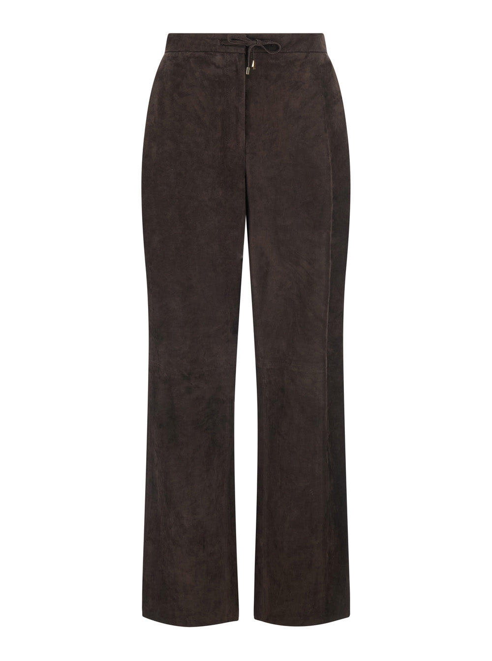 'S Maxmara Women 'Tempio' Brown Pants With Elasticized Back Waistband And Wide Leg In Suede For Women S MAX MARA