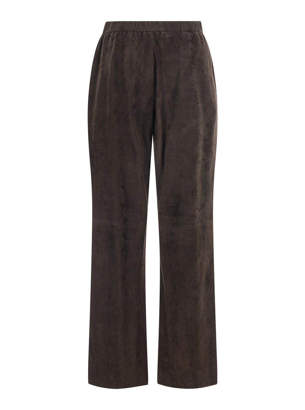 'S Maxmara Women 'Tempio' Brown Pants With Elasticized Back Waistband And Wide Leg In Suede For Women S MAX MARA
