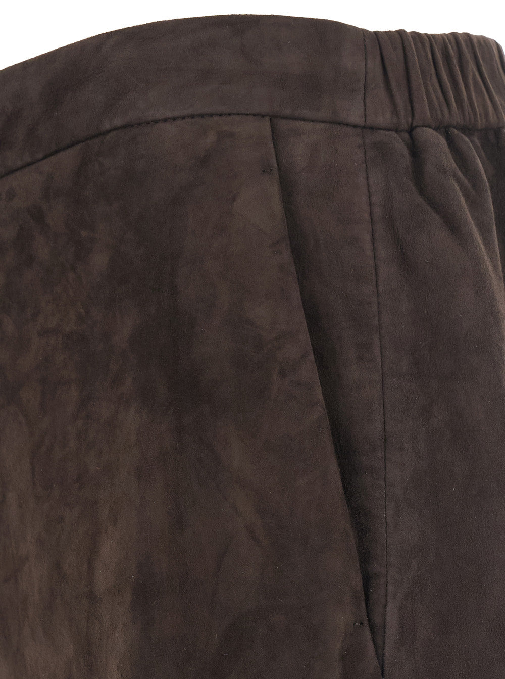 'S Maxmara Women 'Tempio' Brown Pants With Elasticized Back Waistband And Wide Leg In Suede For Women S MAX MARA