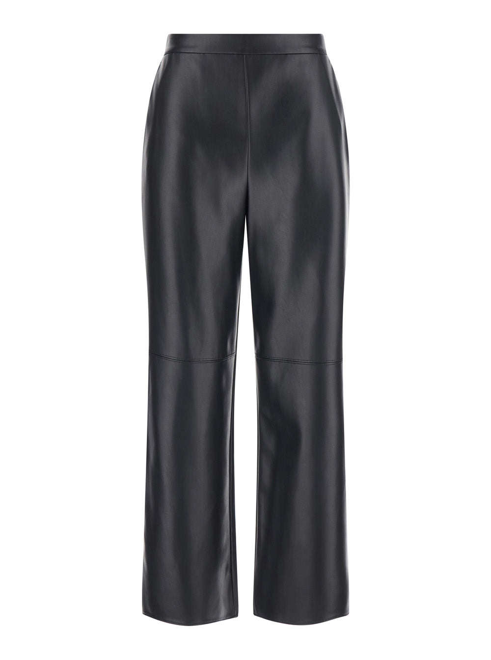 'S Maxmara Women 'Amati' Black Pants With Elasticated Waist And Ankle-Length Crop Design In Eco Leather For Women S MAX MARA