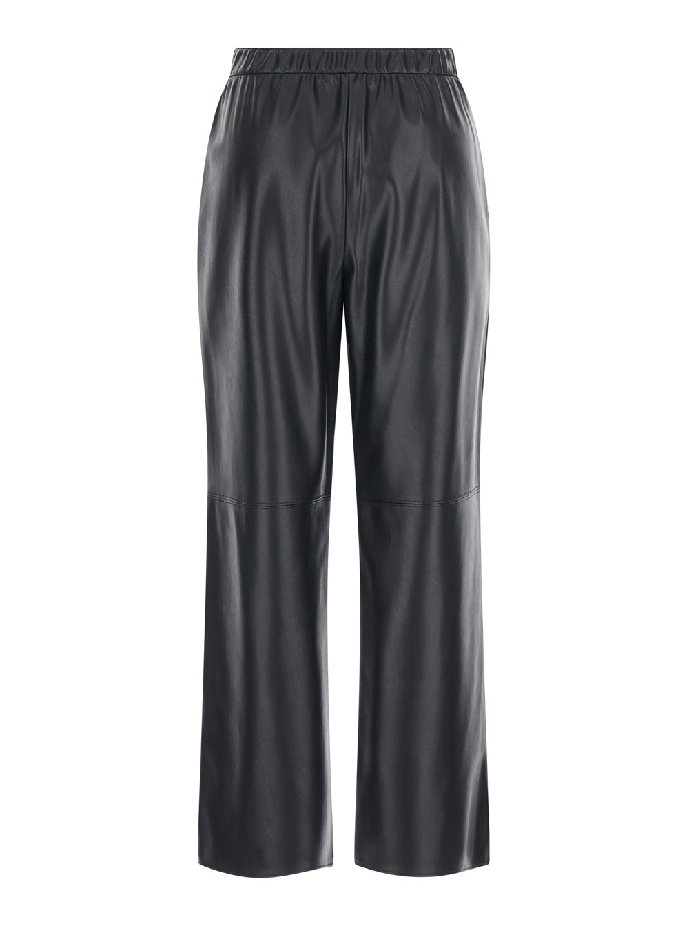 'S Maxmara Women 'Amati' Black Pants With Elasticated Waist And Ankle-Length Crop Design In Eco Leather For Women S MAX MARA