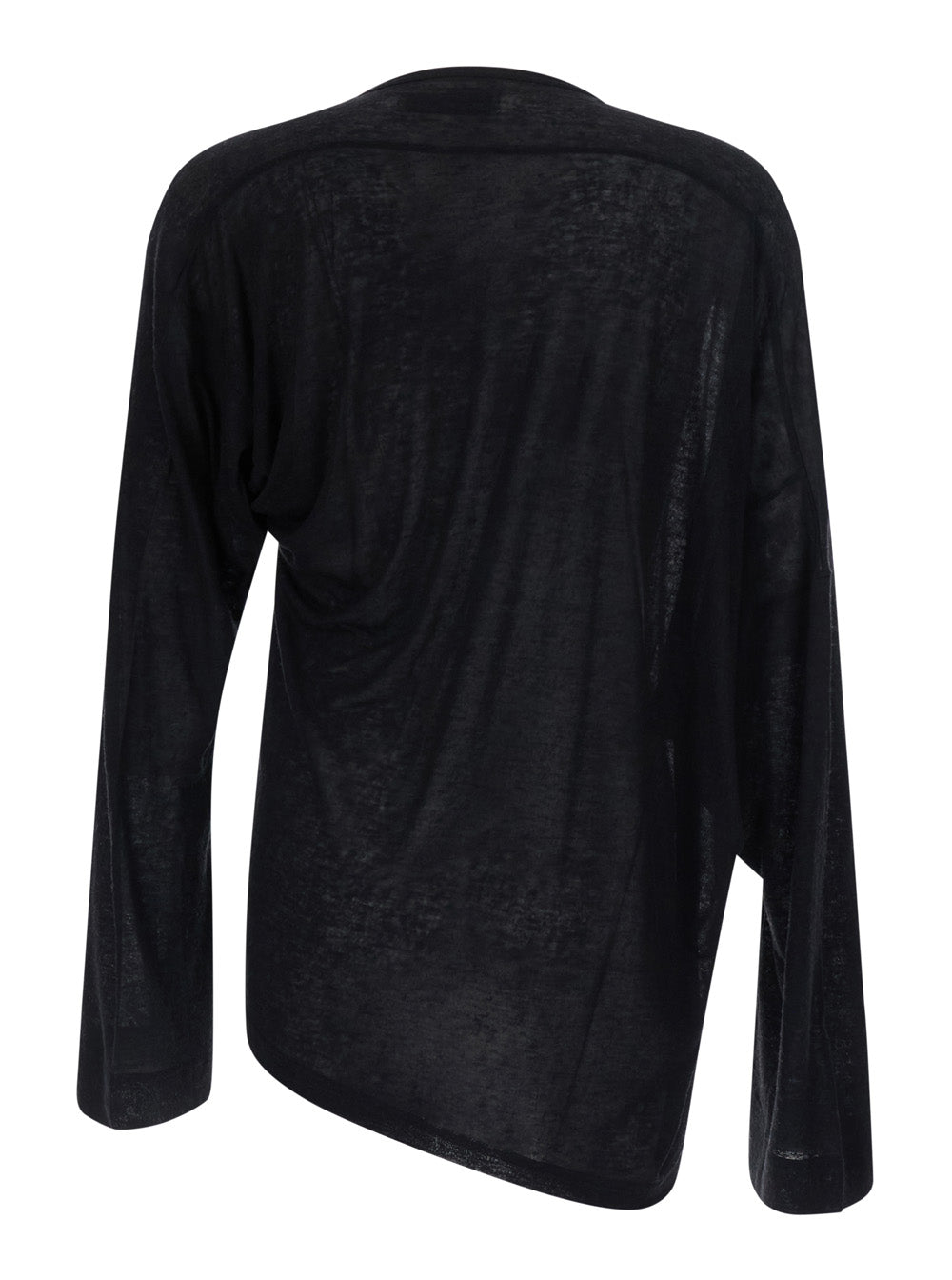 Vivienne Westwood Men Black Crew-Neck Top With Orb Embroidery On The Front And An Asymmetrical Hem In Viscose Blend For Men VIVIENNE WESTWOOD