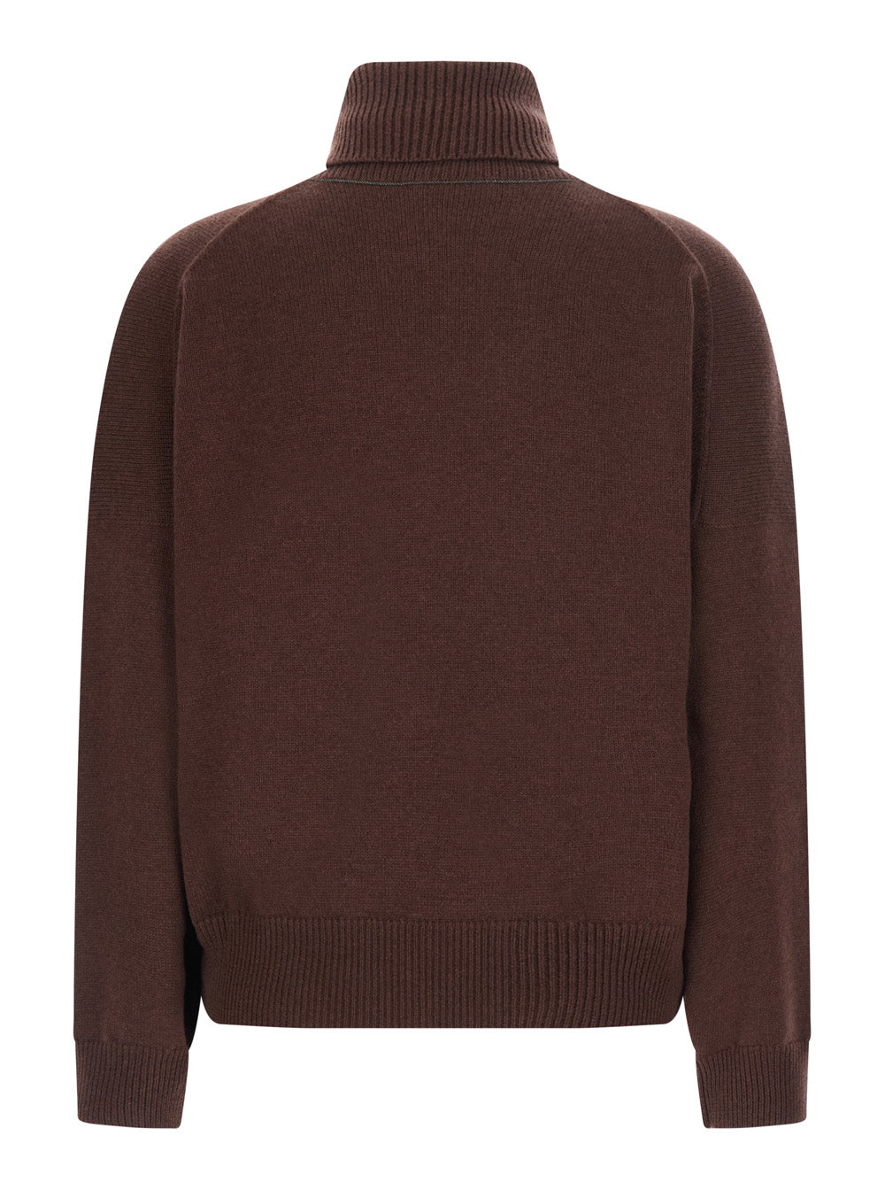 Brunello Cucinelli Women Brown Turtleneck Sweater With Monile On The Neck In Cashmere For Women BRUNELLO CUCINELLI