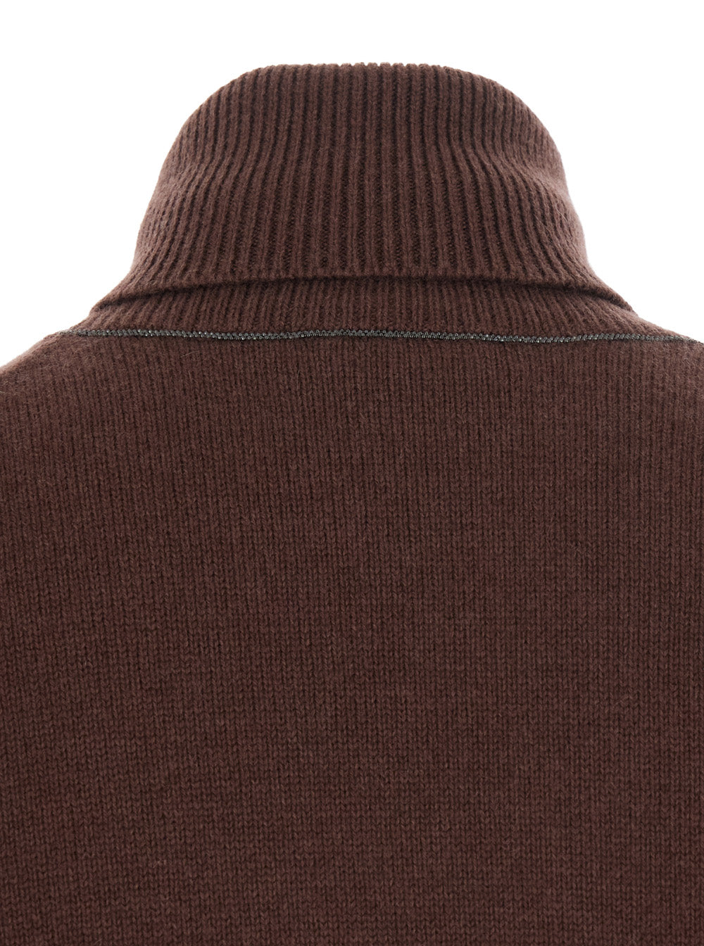 Brunello Cucinelli Women Brown Turtleneck Sweater With Monile On The Neck In Cashmere For Women BRUNELLO CUCINELLI