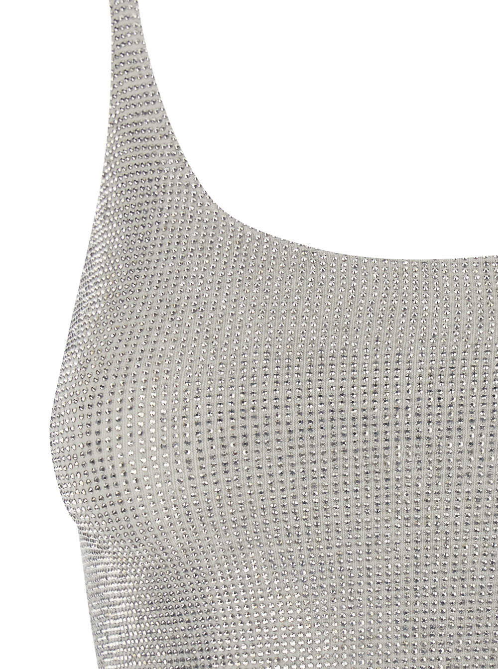 Gucci Women Metallic Sleeveless Dress With U-Neck And All-Over Crystals In Stretch Tech Fabric For Women GUCCI