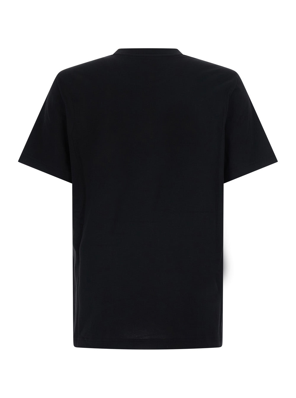 Moncler Men Black Crewneck T-Shirt With Front Logo Patch In Cotton For Men MONCLER