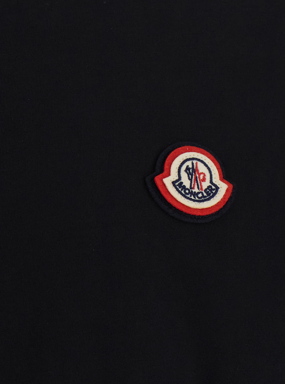 Moncler Men Black Crewneck T-Shirt With Front Logo Patch In Cotton For Men MONCLER