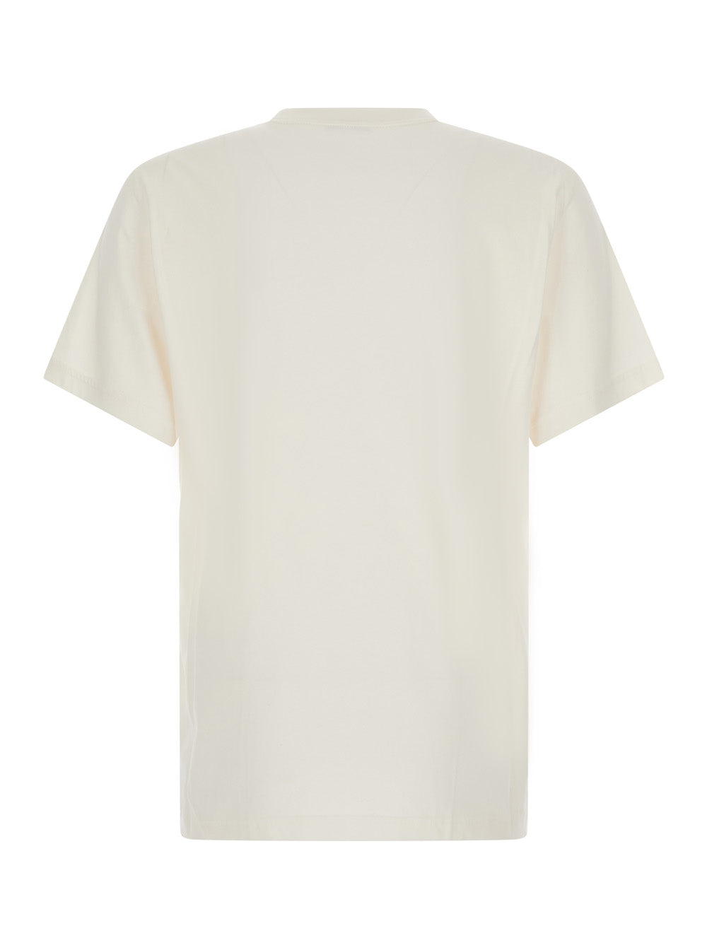 Moncler Men White Crew-Neck T-Shirt With Logo Lettering And Logo Patch On The Front In Cotton For Men MONCLER