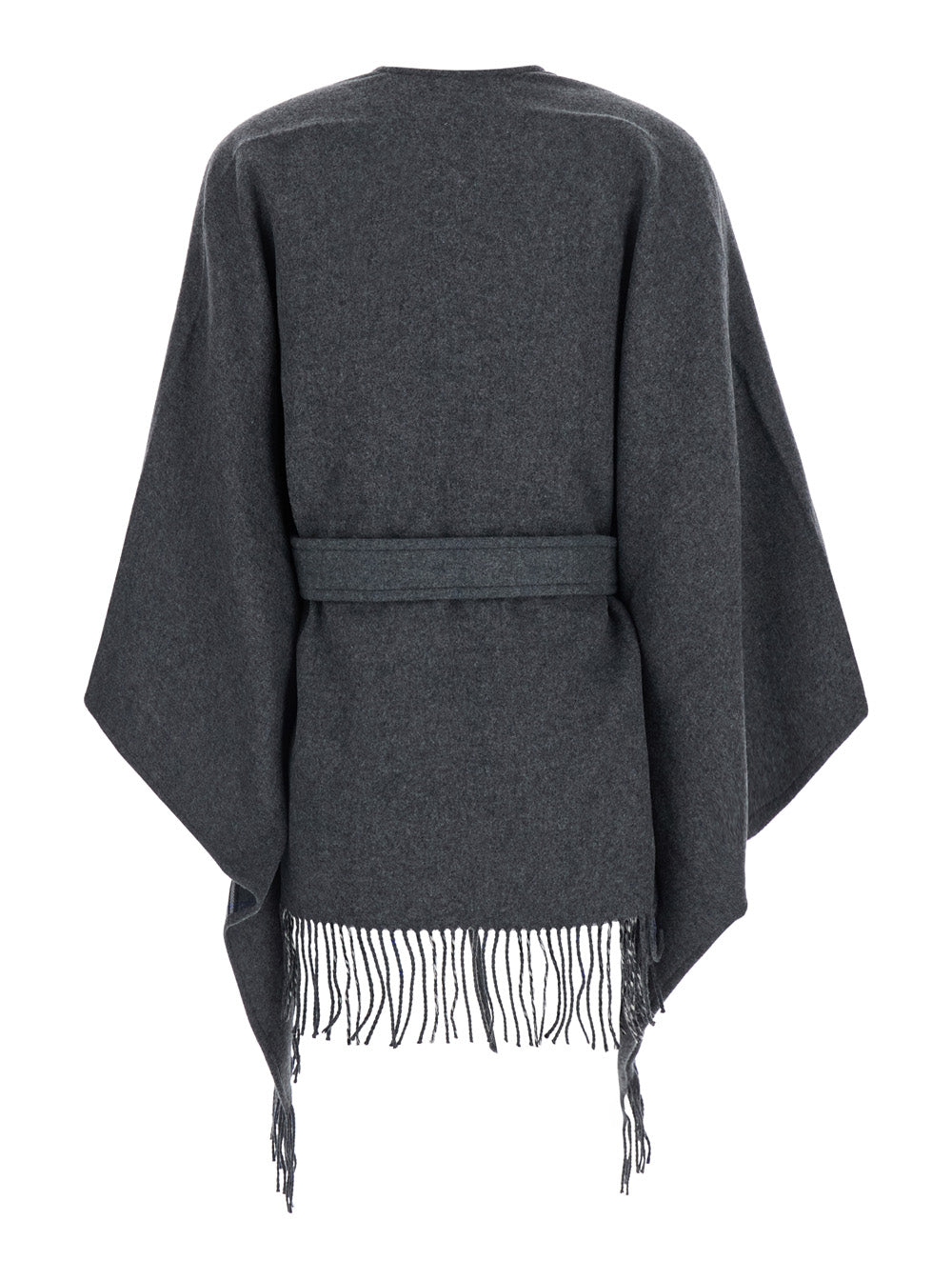 Burberry Women Gray Cape With Leather Details And Fixed Hood In Tech Fabric Women BURBERRY