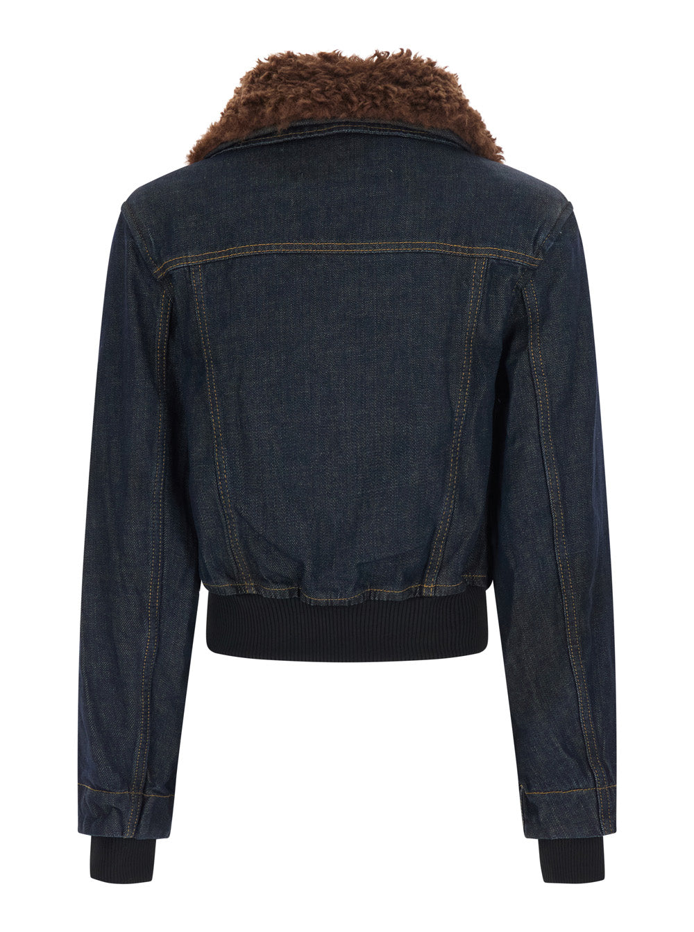 Ganni Women Blue Denim Cropped Bomber Jacket For Women GANNI