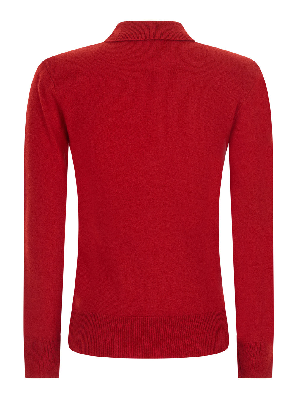 Rotate Women Wool Longsleeves Polo Is A Long-Sleeve Shirt Made Of Merino Wool And Cashmere In Red For Women ROTATE