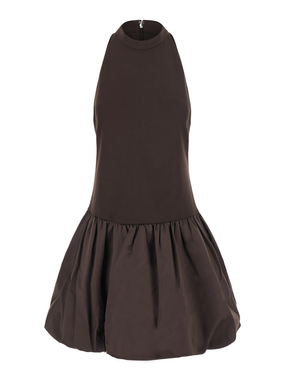 Rotate Women Mini Peplum Dress With Short Sleeves And Tech Fabric Brown Women ROTATE