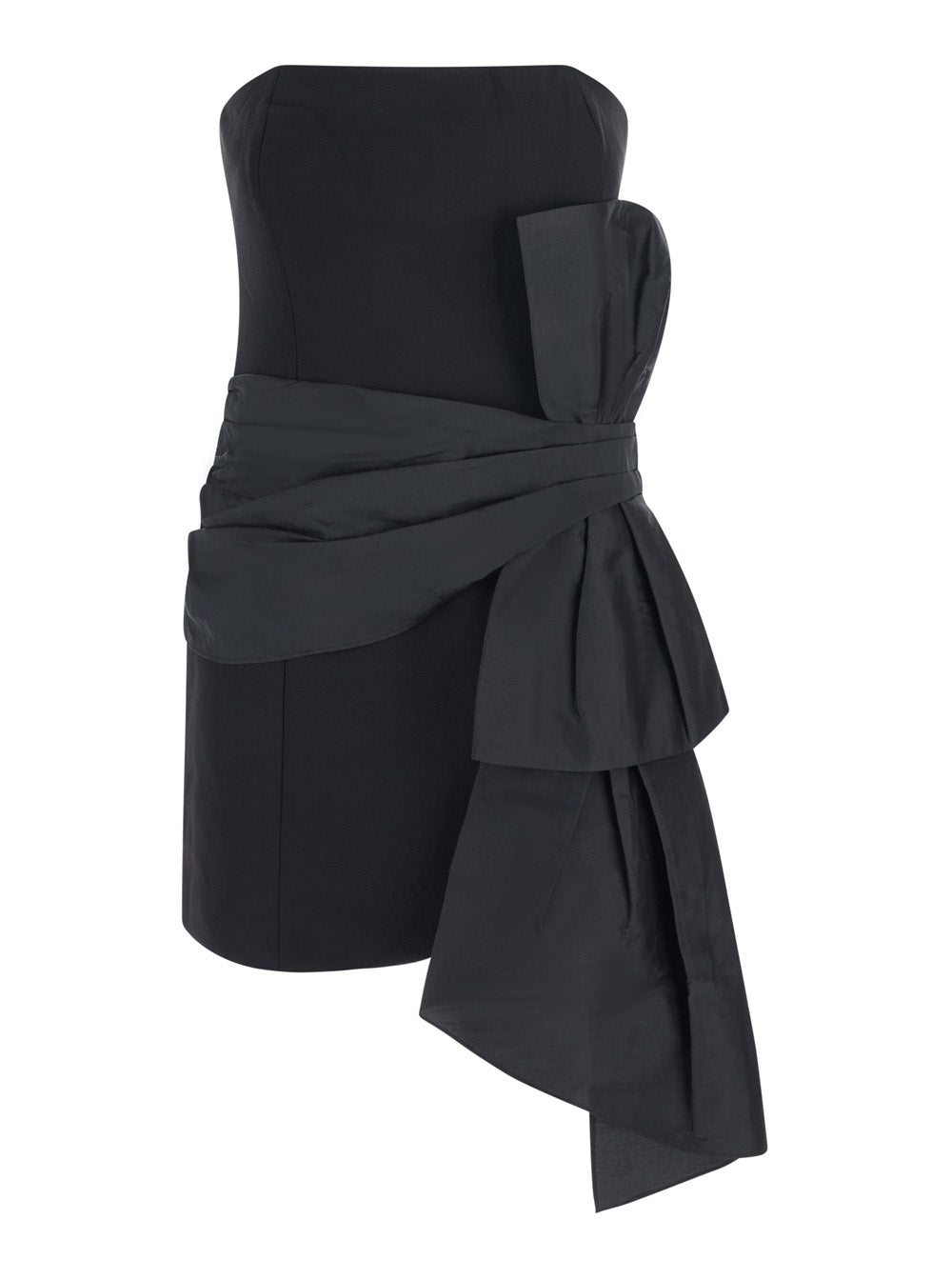 Rotate Women Bustier Bow Dress With Elegant Details In Tech Fabric And Black Color For Women ROTATE