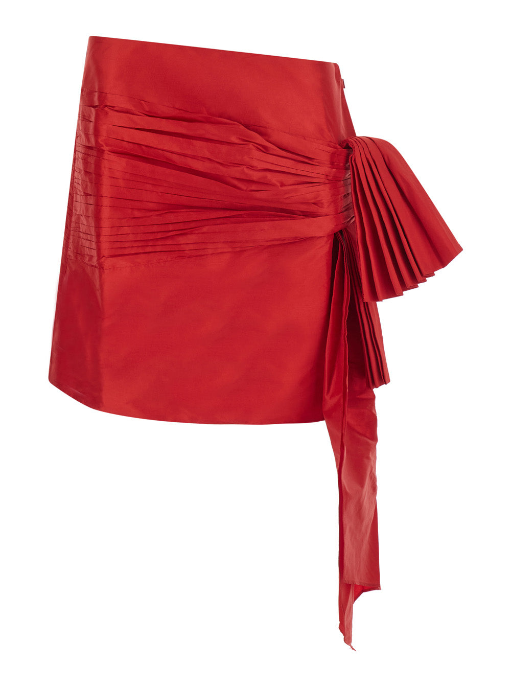 Rotate Women Mini Bow Skirt Is A Skirt Characterized By A Mini Design And A Polyester Fabric. It Is Red And Is For Women. ROTATE