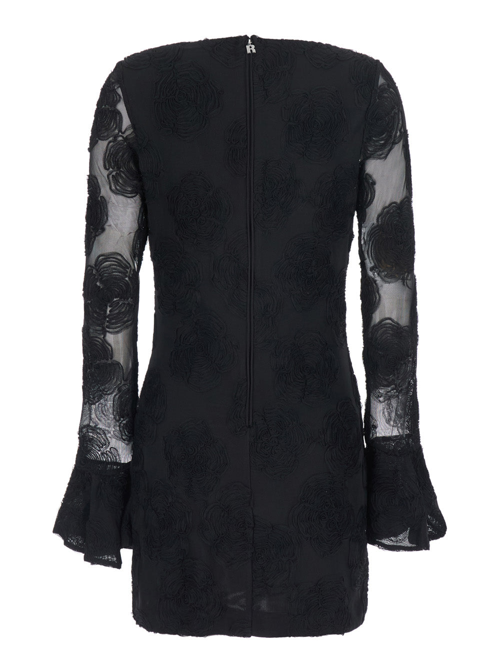 Rotate Women Flower Mesh Ls Mini Dress With Polyester Details And Black Color For Women ROTATE
