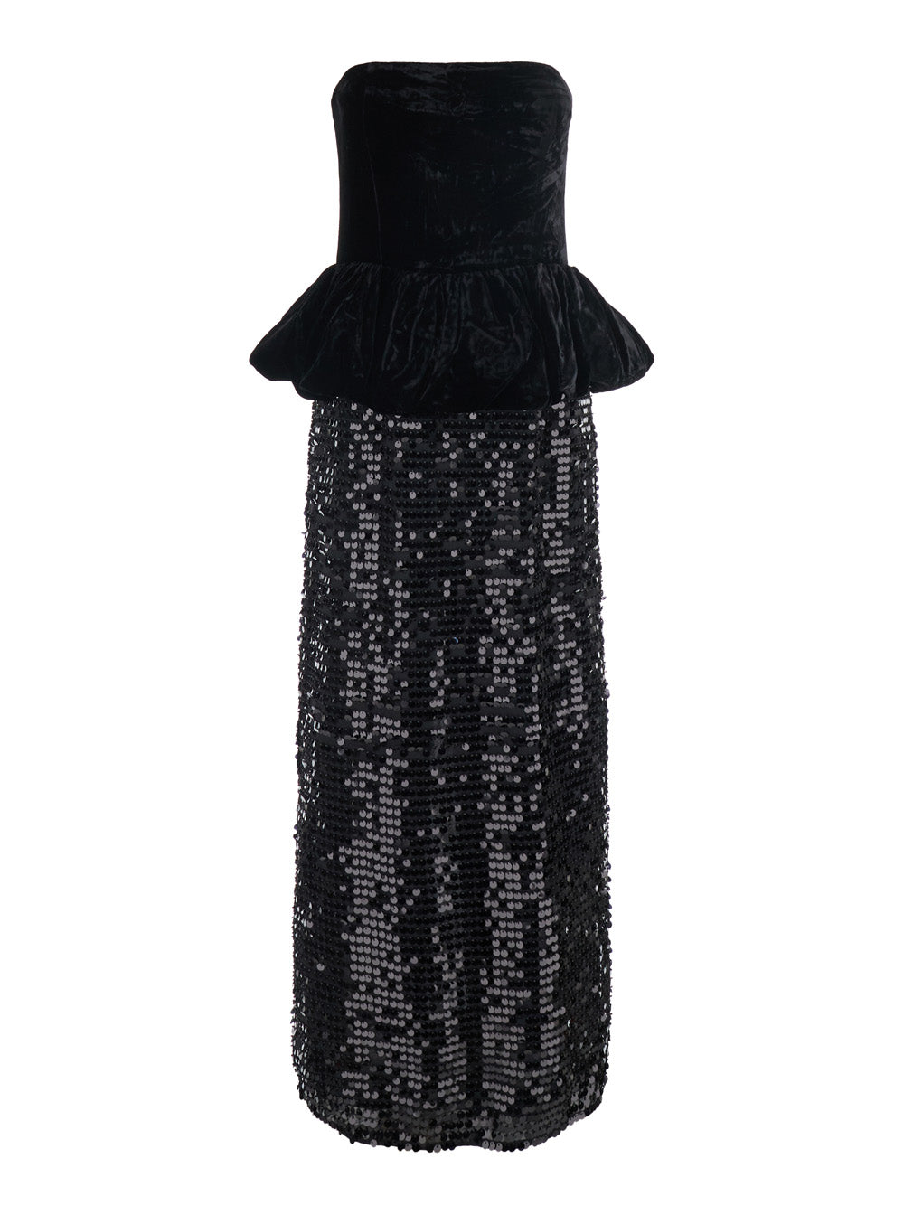 Rotate Women Dress Sequins Maxi Peplum With Polyester Fabric And Black Color For Women ROTATE