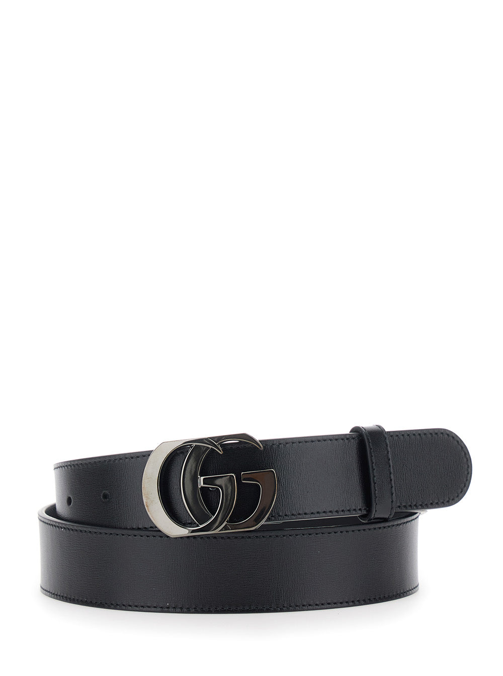 Gucci Men Black Belt With Gg Buckle Closure In Leather For Men GUCCI