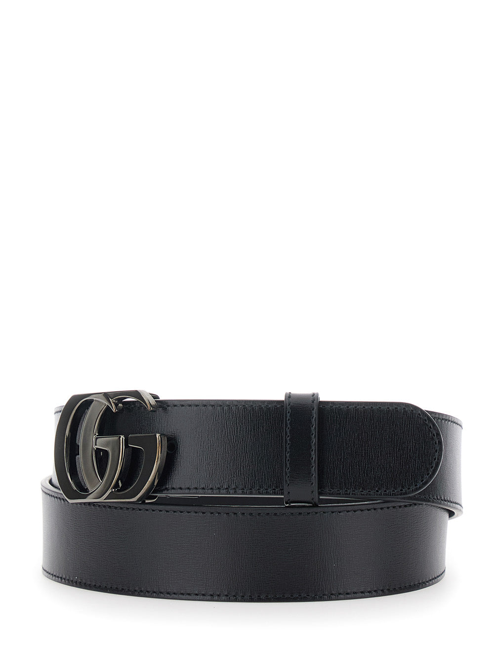 Gucci Men Black Belt With Gg Buckle Closure In Leather For Men GUCCI