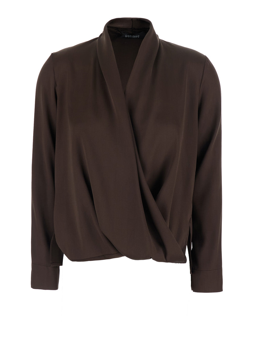 Leplain Women Women's Brown Fabric Wrap Top LEPLAIN
