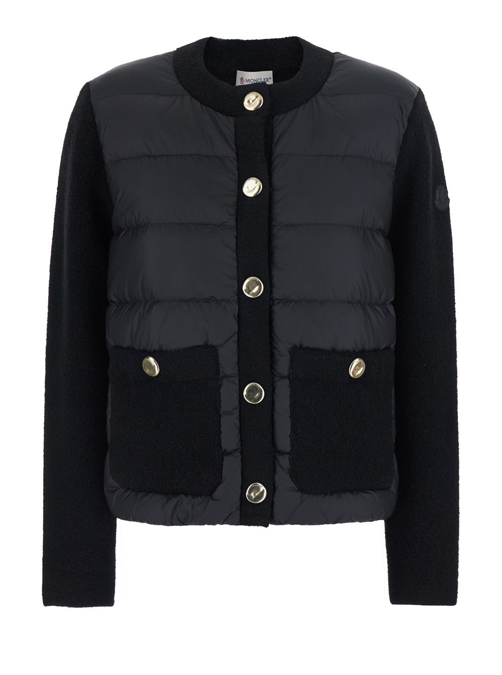 Moncler Women Black Jacket With Logo Patch On Sleeve In Tech Fabric For Women MONCLER