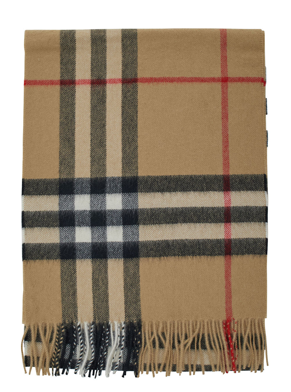 Burberry Women Beige Scarf With Check Motif In Cashmere For Women BURBERRY