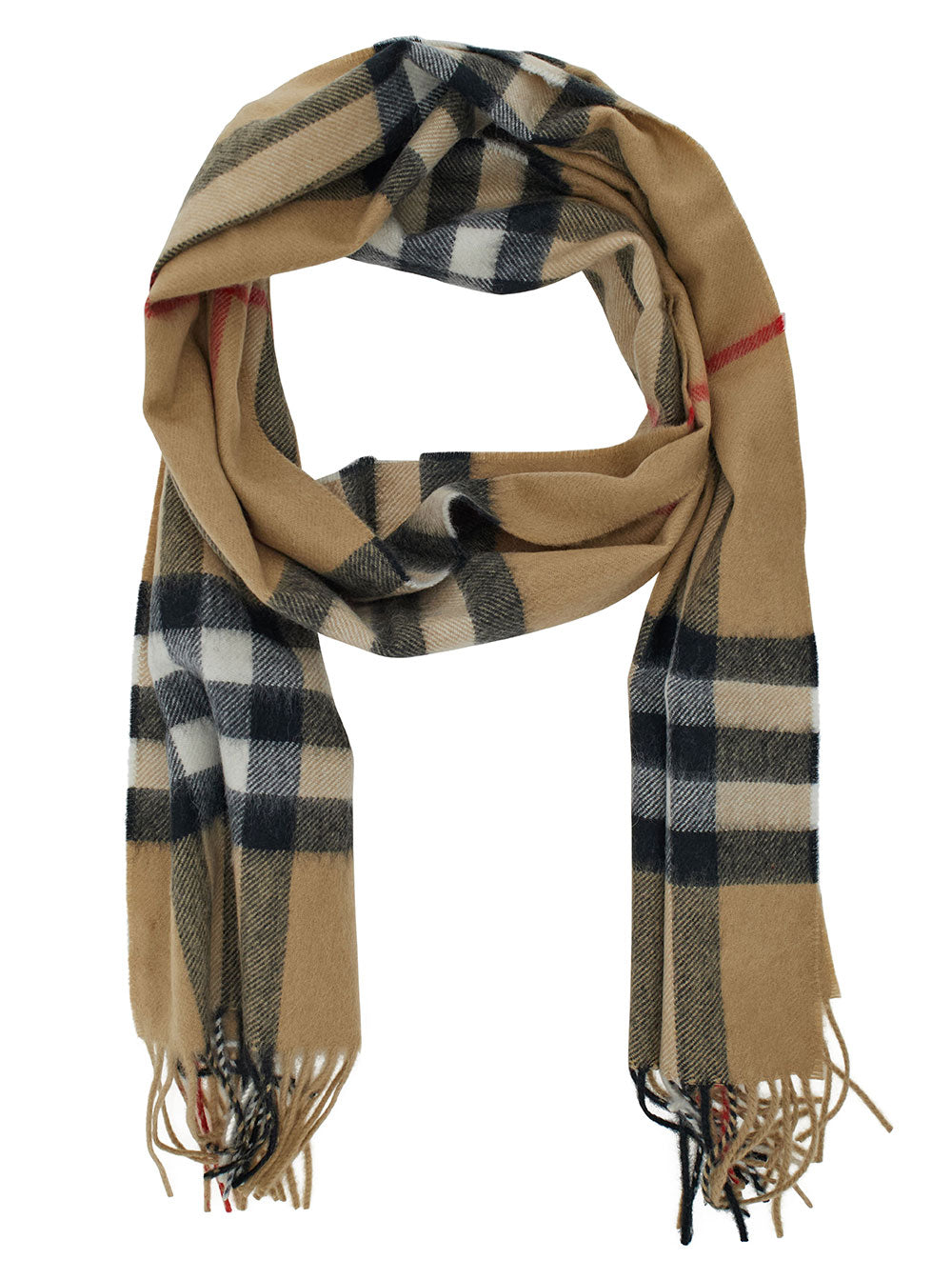 Burberry Women Beige Scarf With Check Motif In Cashmere For Women BURBERRY